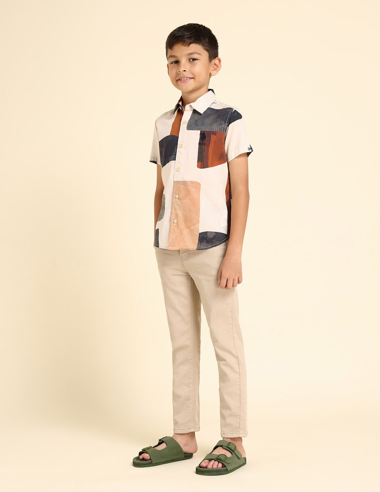 U.S. Polo Assn. Kids Boys Regular Fit Abstract Printed Shirt
