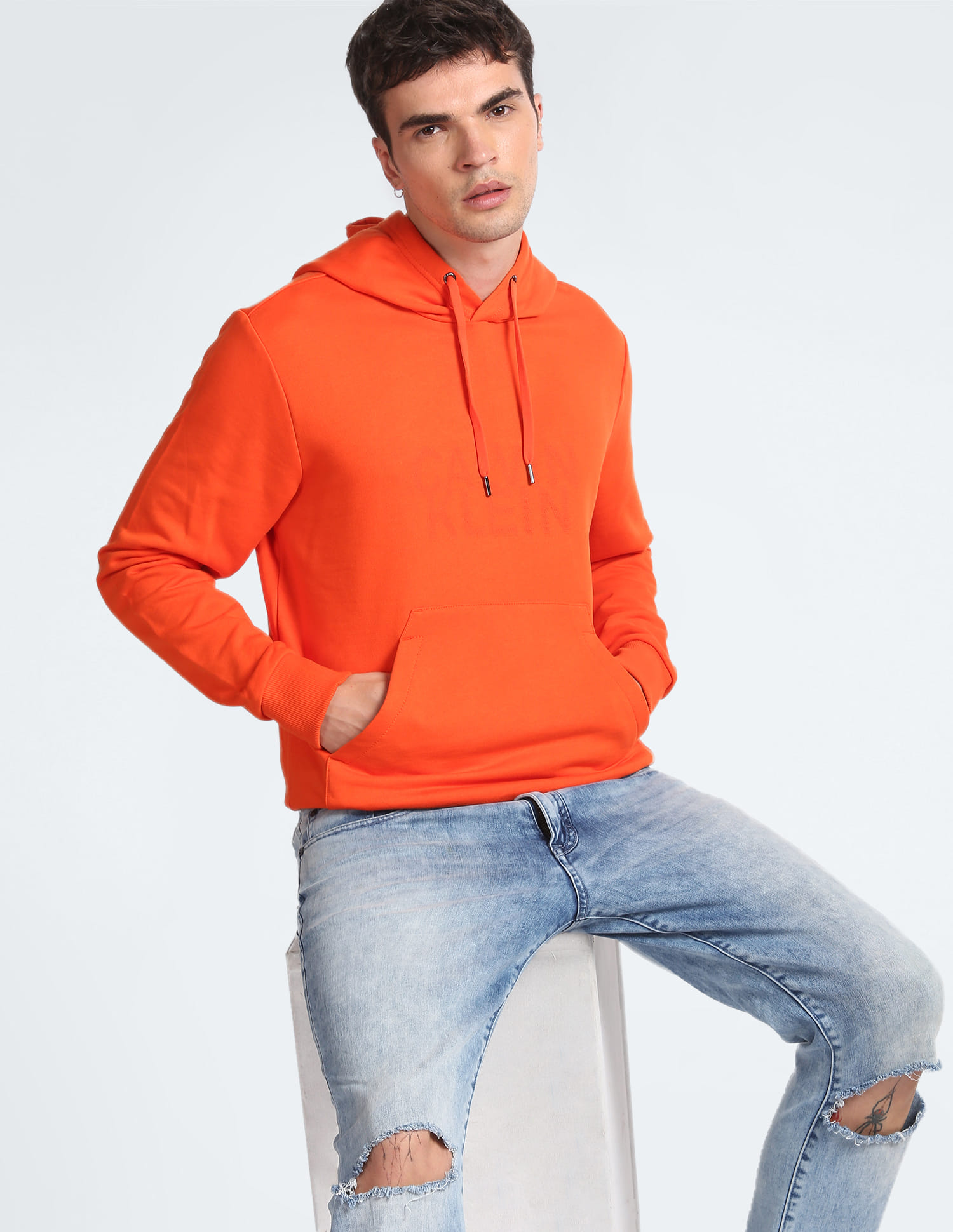 Cotton Sweatshirt Calvin Klein Sweatshirt Orange Buy Calvin Klein