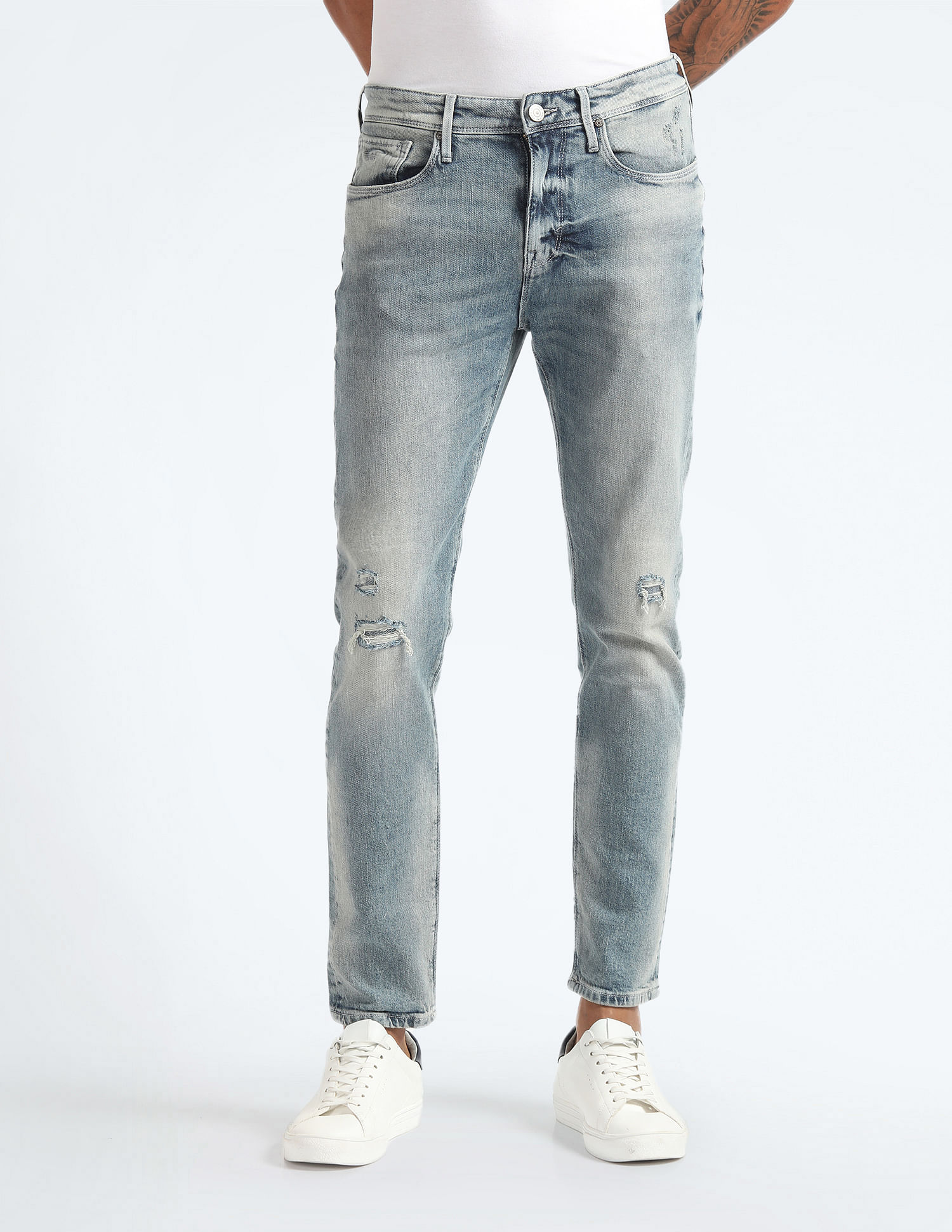 Flying Machine Slash Slim Tapered Fit Italian Jeans
