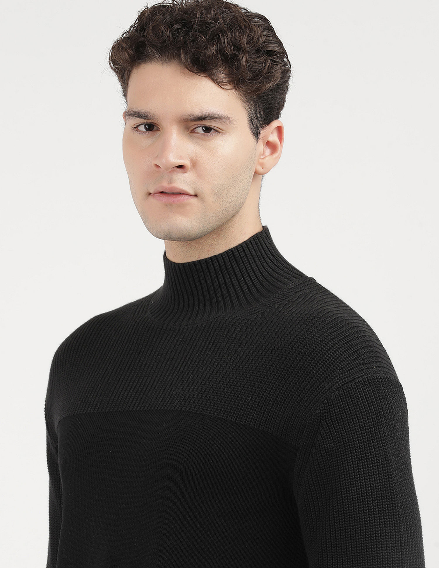 Calvin Klein Jeans Mixed Stitch High Neck Sweater