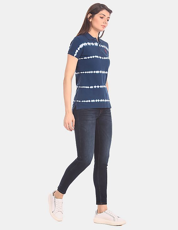 U.S. Polo Assn. Women Tie And Dye Pique Polo Shirt