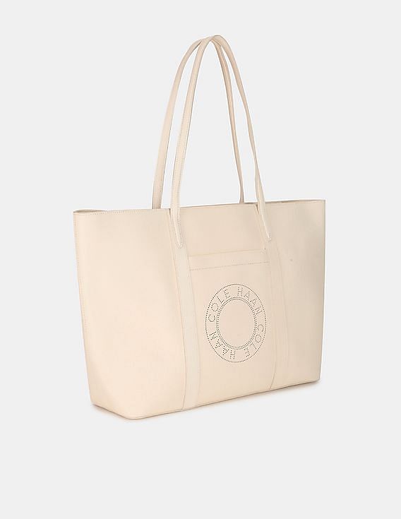 Buy Cole Haan Women Ivory Leather Zip Top Tote Bag NNNOW