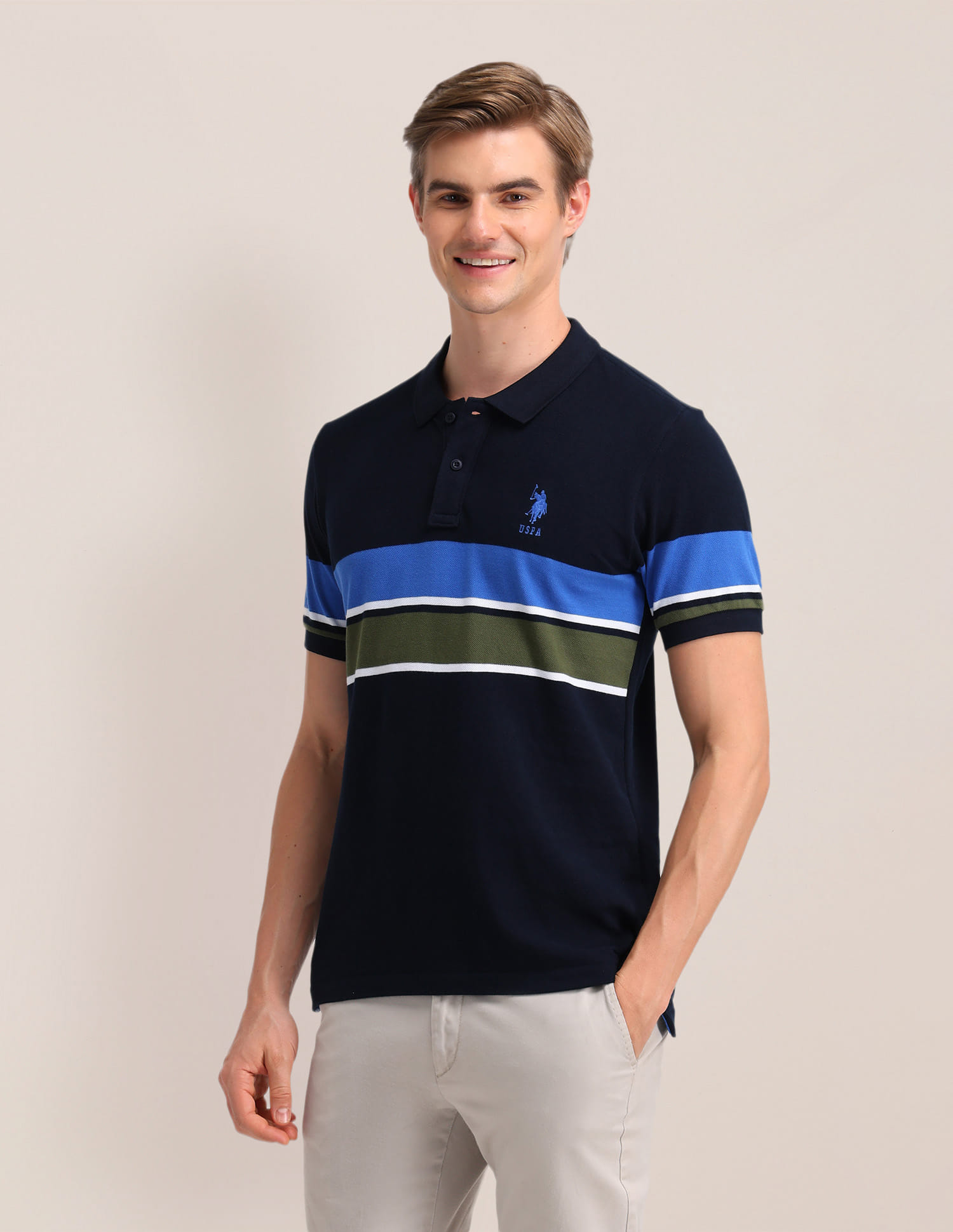 Buy U.S. Polo Assn. Horizontal Striped Cotton Polo Shirt - NNNOW.com