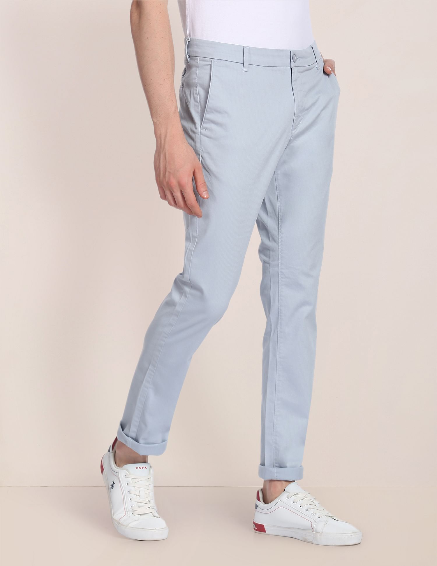 U.S. Polo Assn. Herringbone Textured Casual Trousers