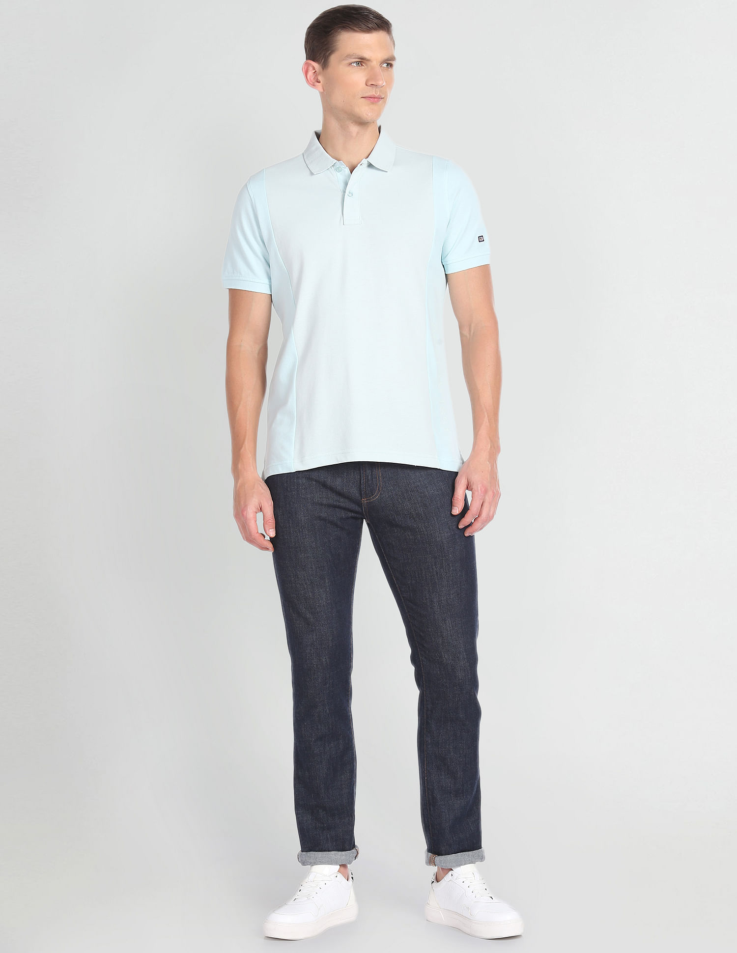 Arrow Sports Tonal Colour Block Cotton Polo Shirt