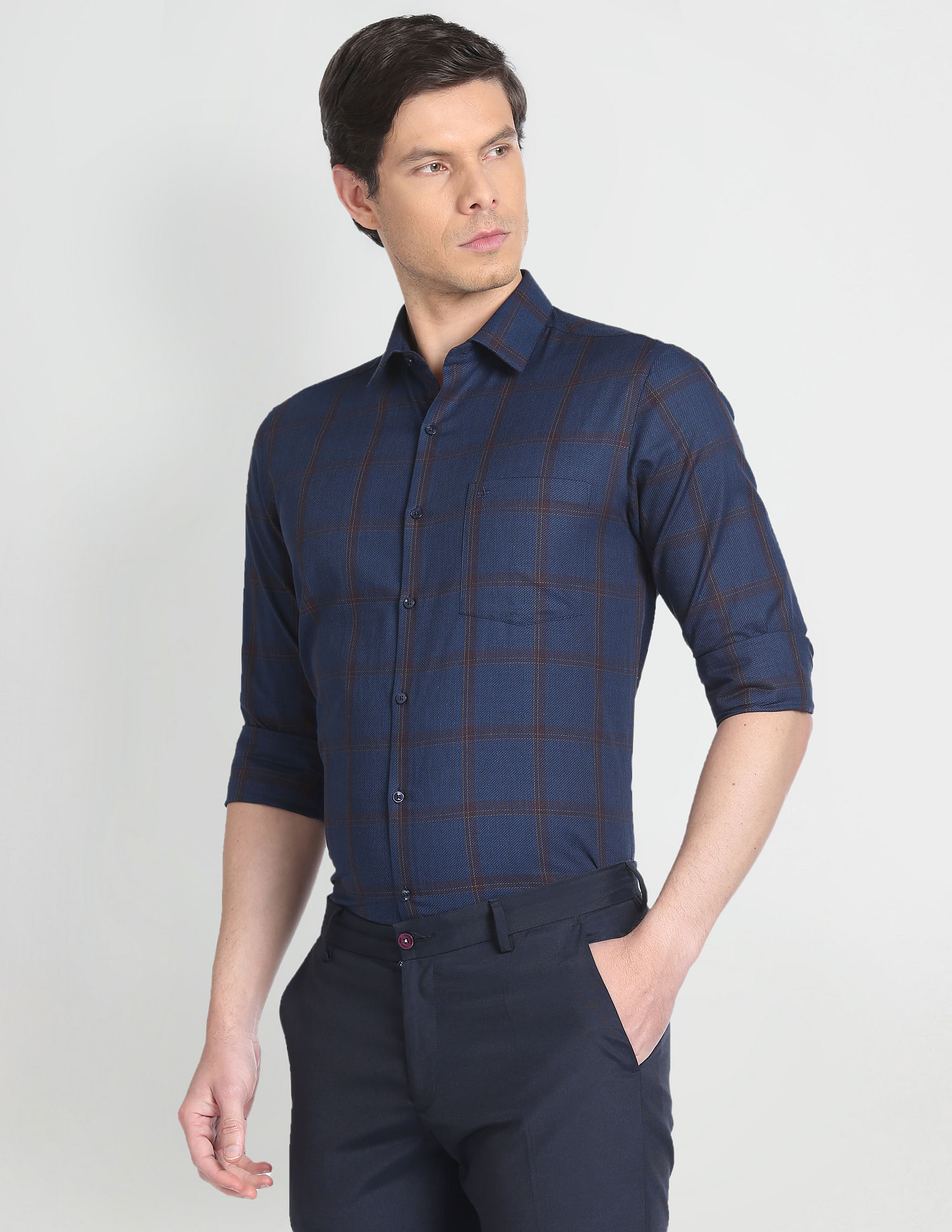 Arrow Patterned Tartan Formal Shirt