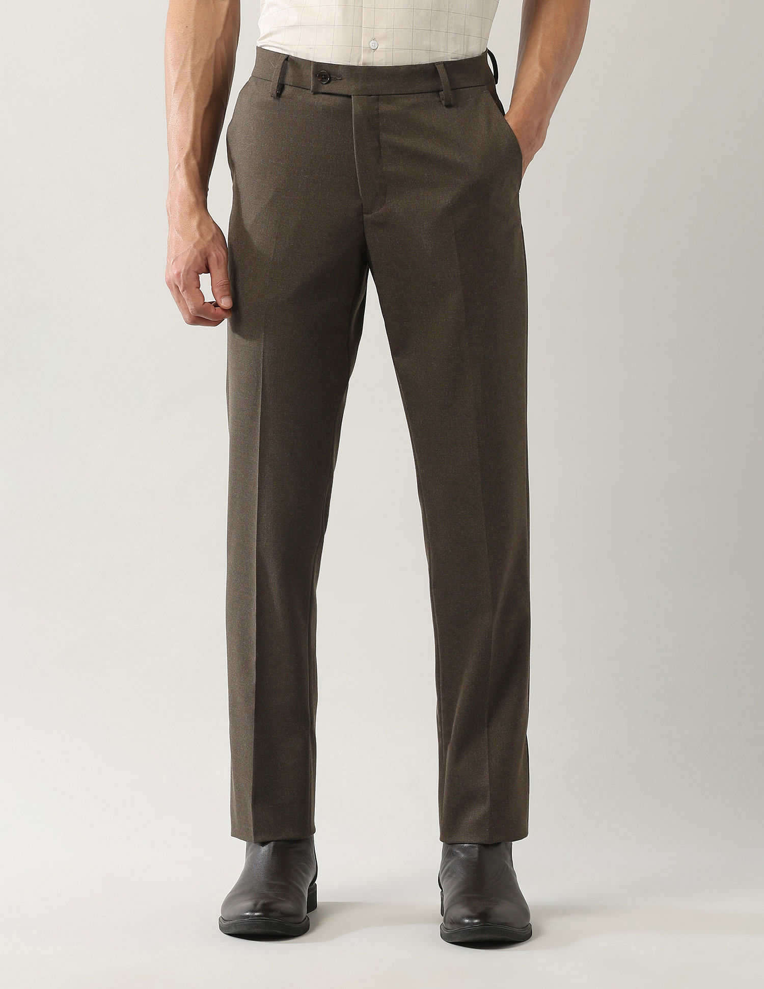 Arrow Solid Smartflex Twill Trousers