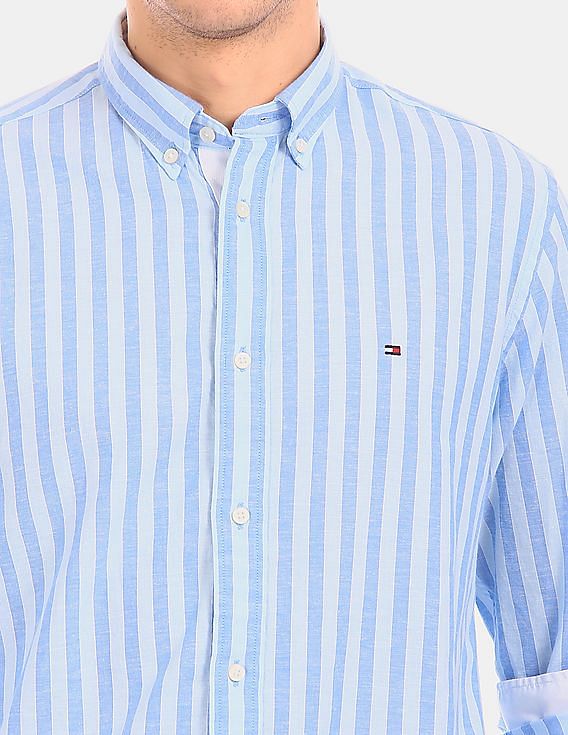 Buy Tommy Hilfiger Men Men Blue Regular Fit Stripe Casual Shirt - NNNOW.com