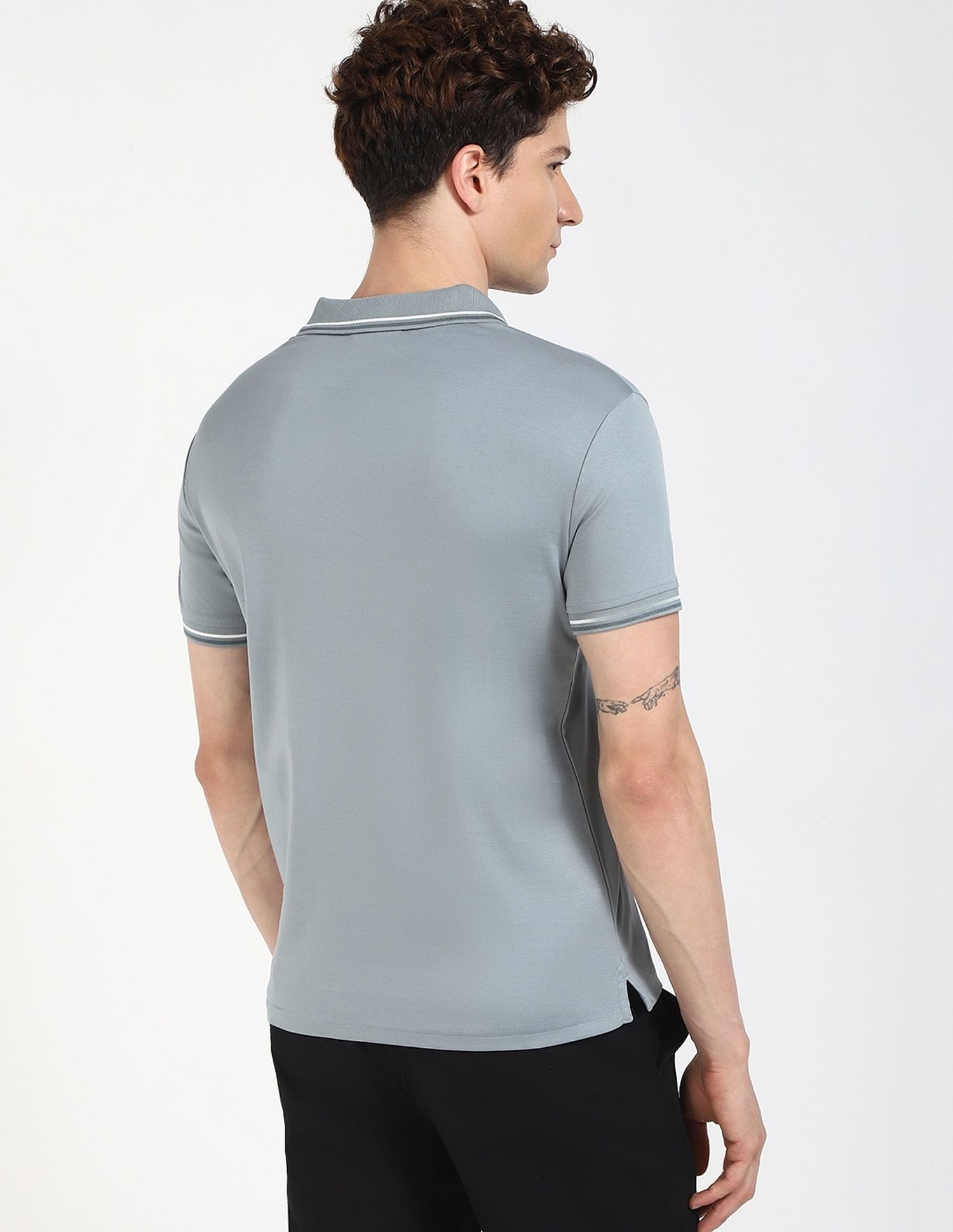 Calvin Klein Jeans Solid Regular-Fit Cotton Polo T-Shirt