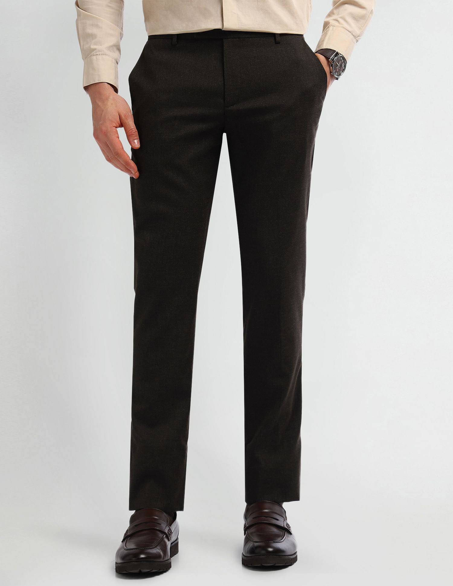 Arrow Mid Rise Carson Tapered Fit Trousers