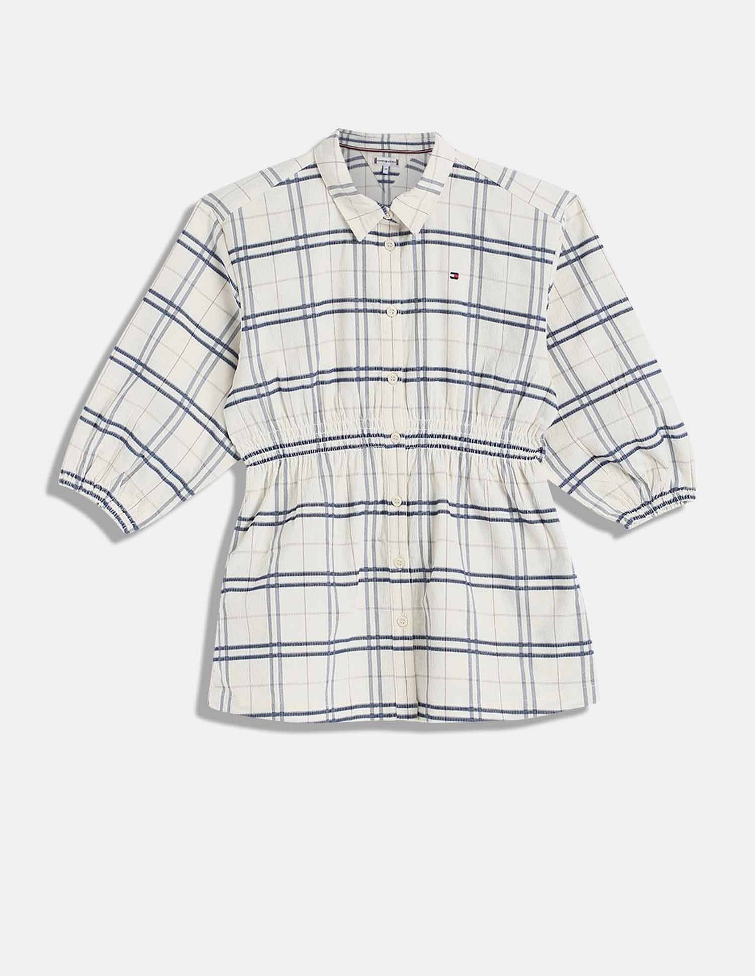Tommy Hilfiger Kids Girls Checks Regular-Fit Cotton Dress