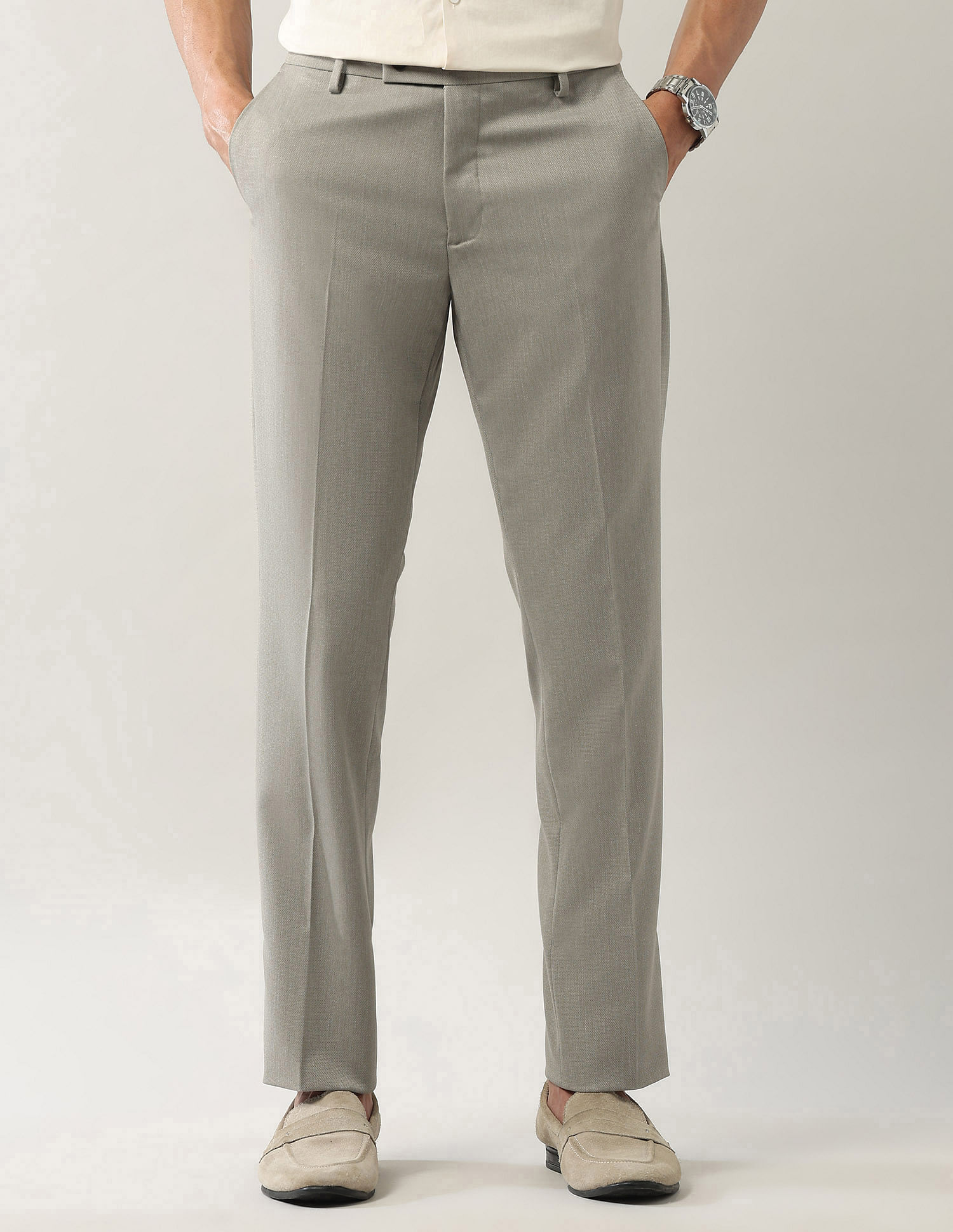 Arrow Mid Rise Smartflex Dobby Trousers