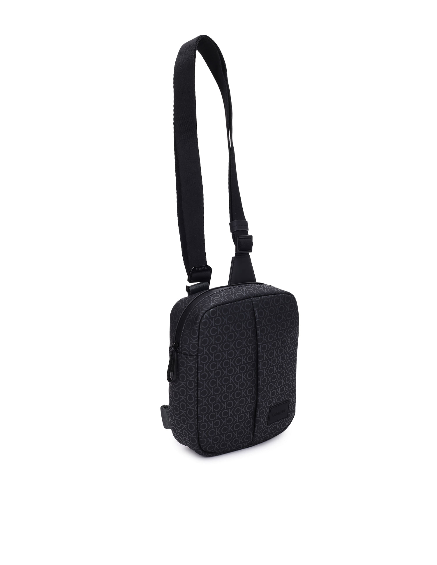 Buy Calvin Klein Men Black Monogram Print Messenger Bag - NNNOW.com