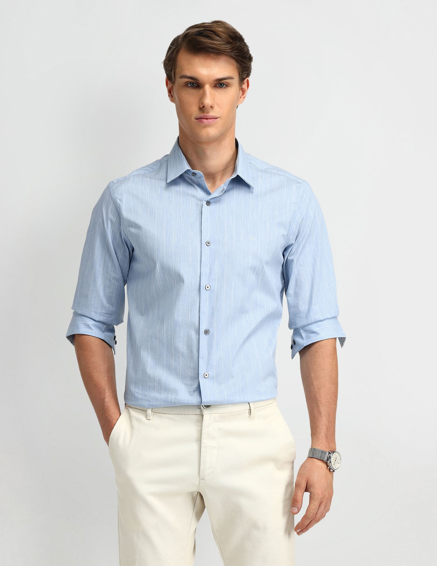 Arrow Newyork Brooklyn Fit Vertical Striped Shirt