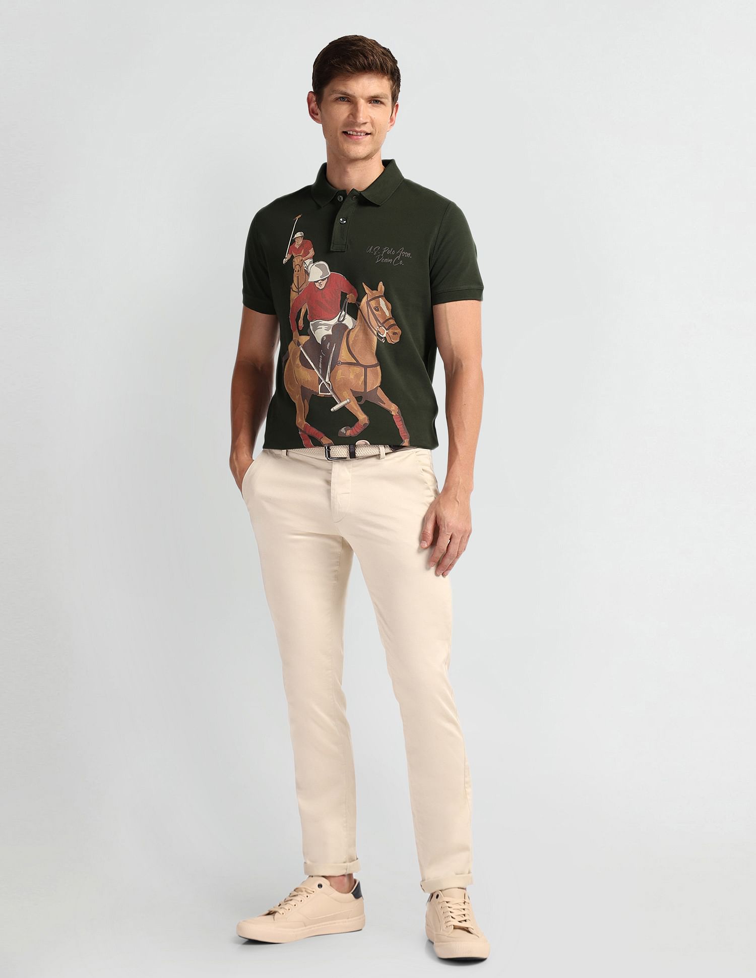 U.S. Polo Assn. Denim Co. Graphic Print Muscle Fit Polo Shirt