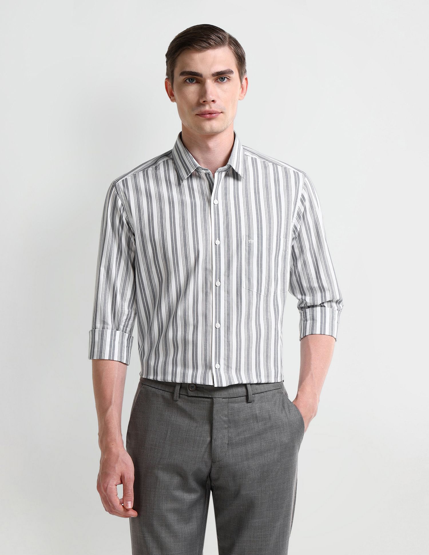 Arrow Vertical Striped Cotton Shirt