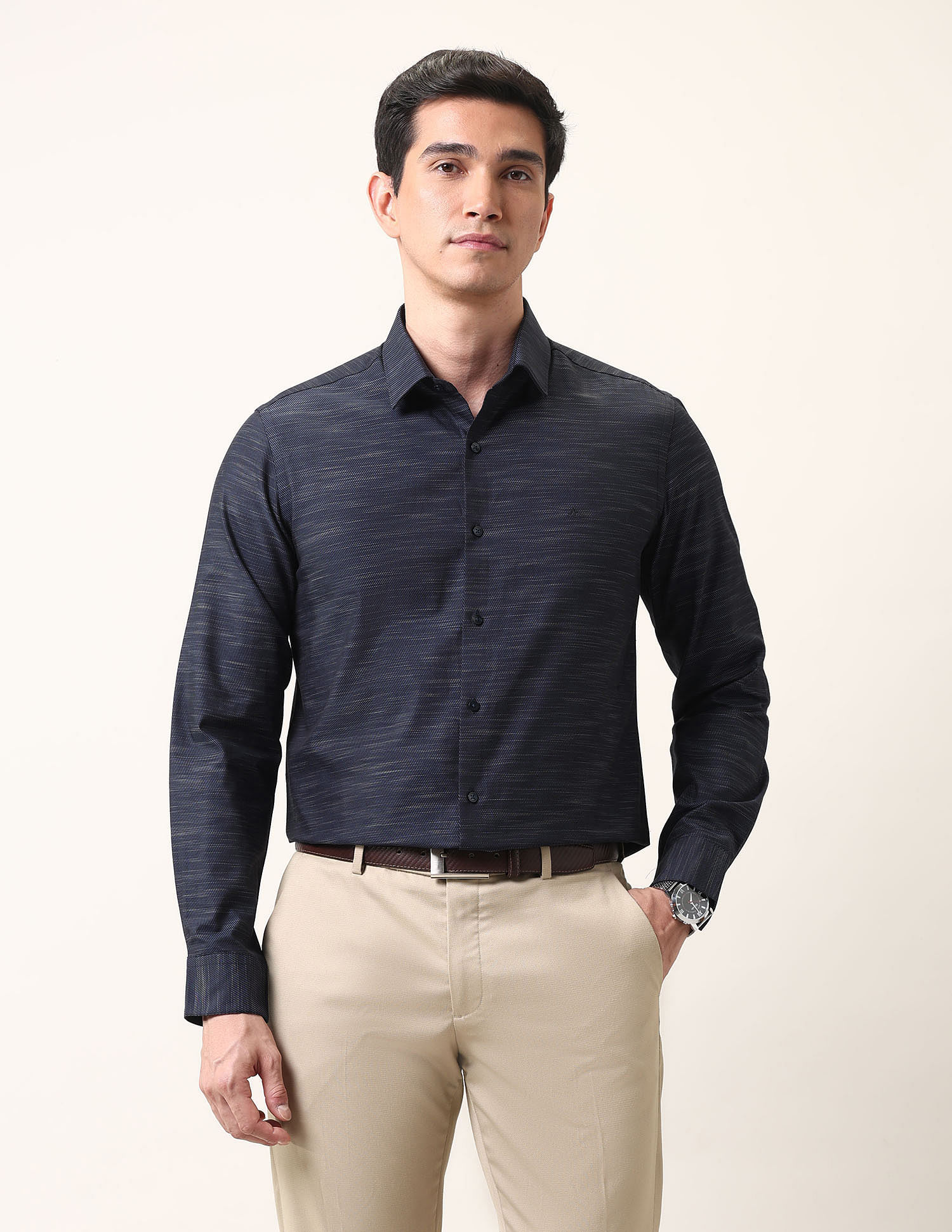 Arrow Manhattan Slim Fit All Over Printed Ceremonial Shirt