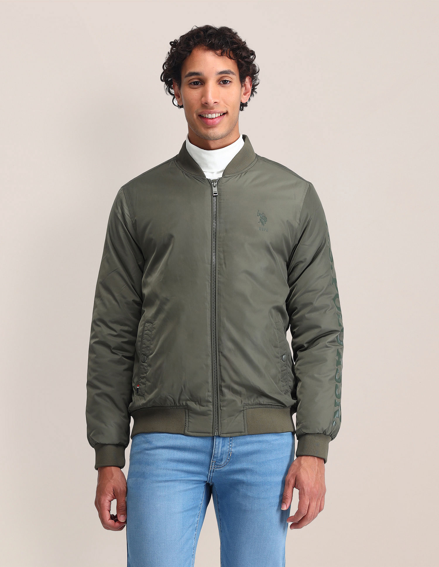 U.S. Polo Assn. Regular Fit Solid Bomber Jacket