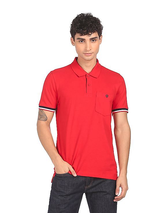 AD by Arvind Cotton Solid Polo Shirt