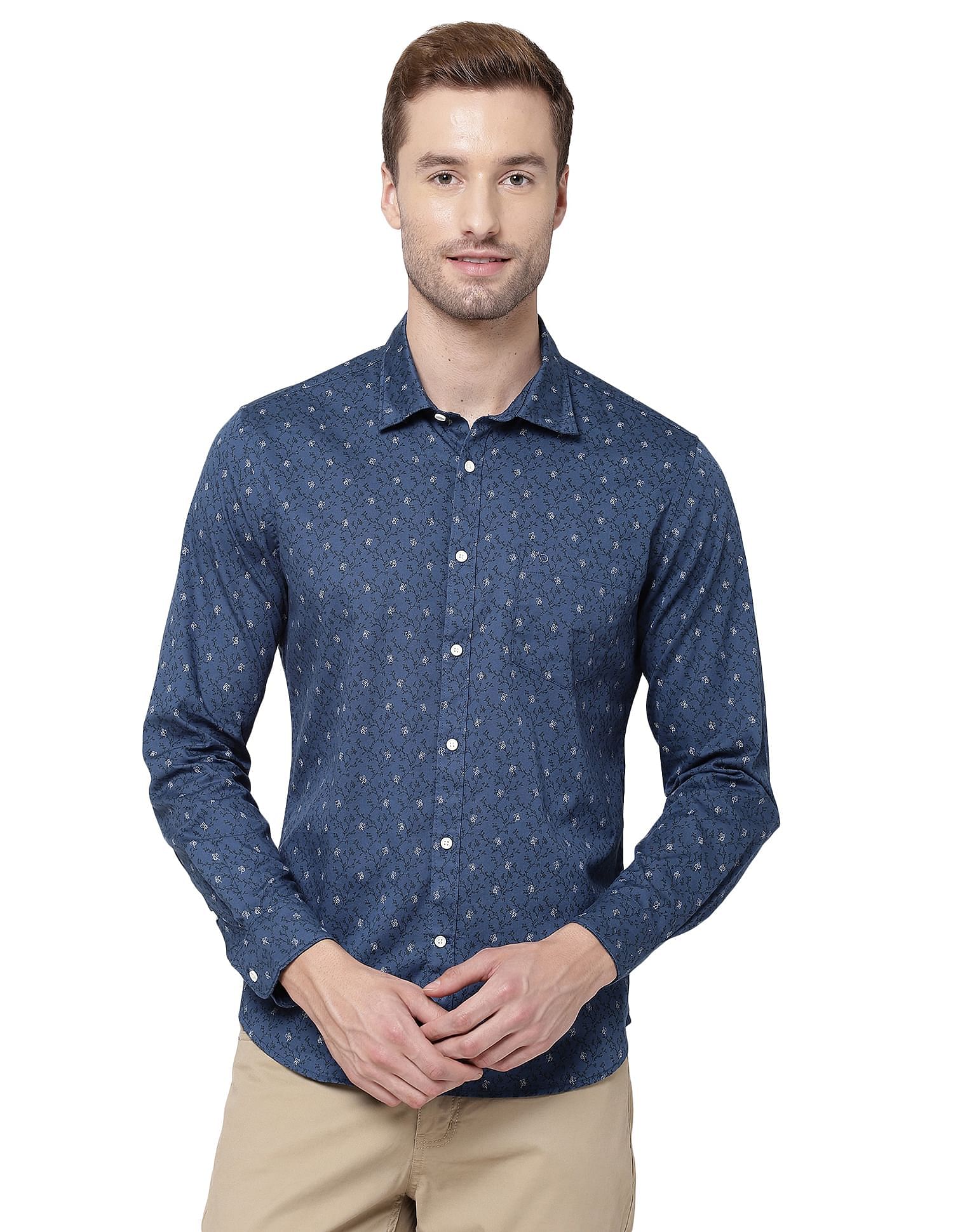 Blue printed store shirt combination