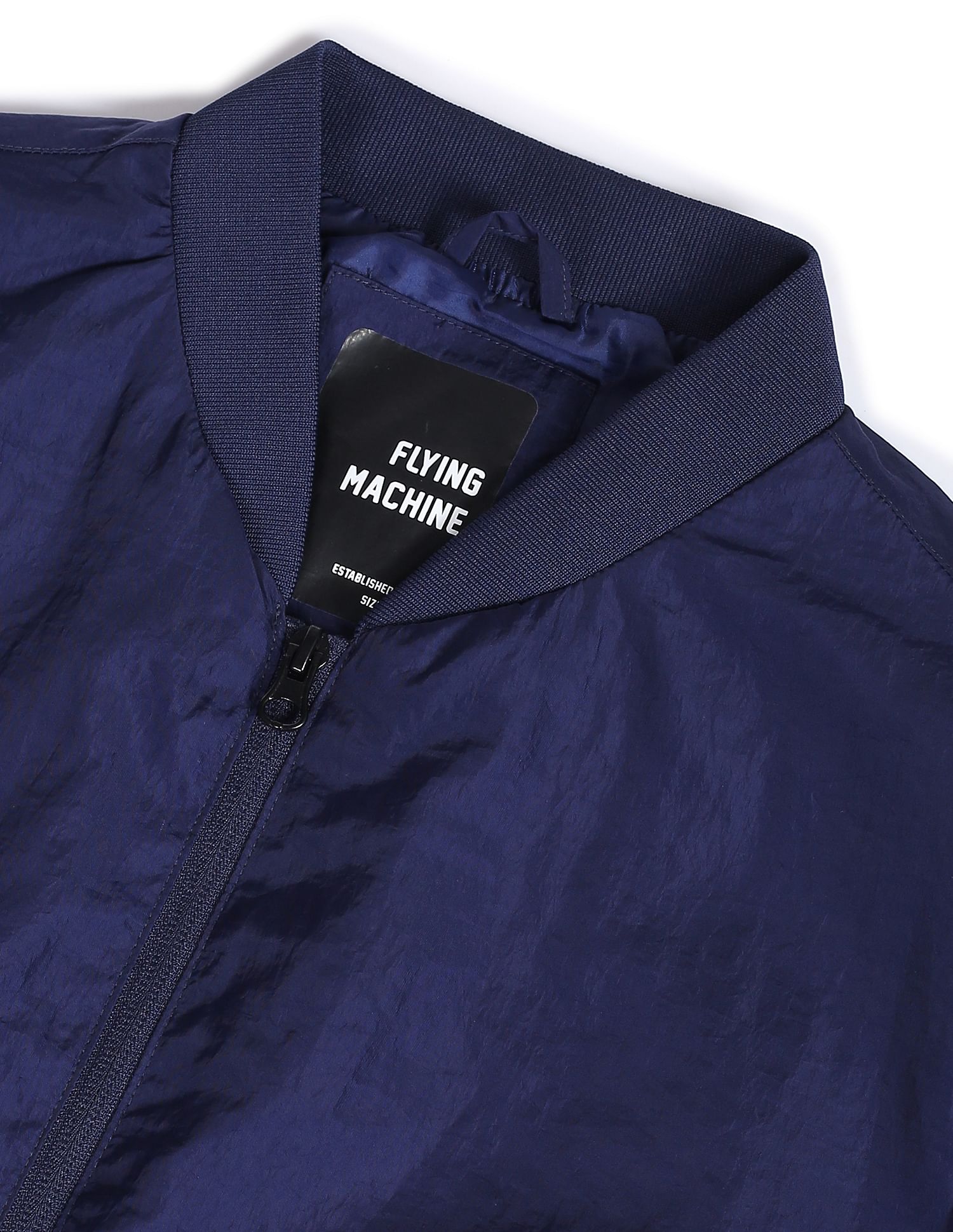 Flying Machine Stand Collar Colour Block Bomber Jacket