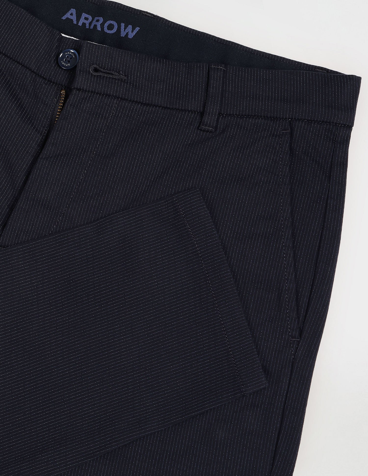 Arrow Sports Pinstriped Mid Rise Trousers