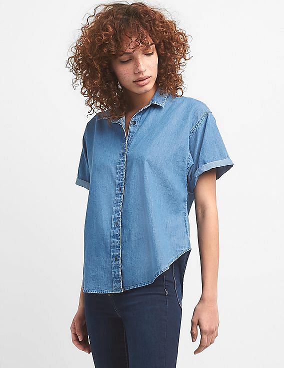 gap short sleeve denim shirt