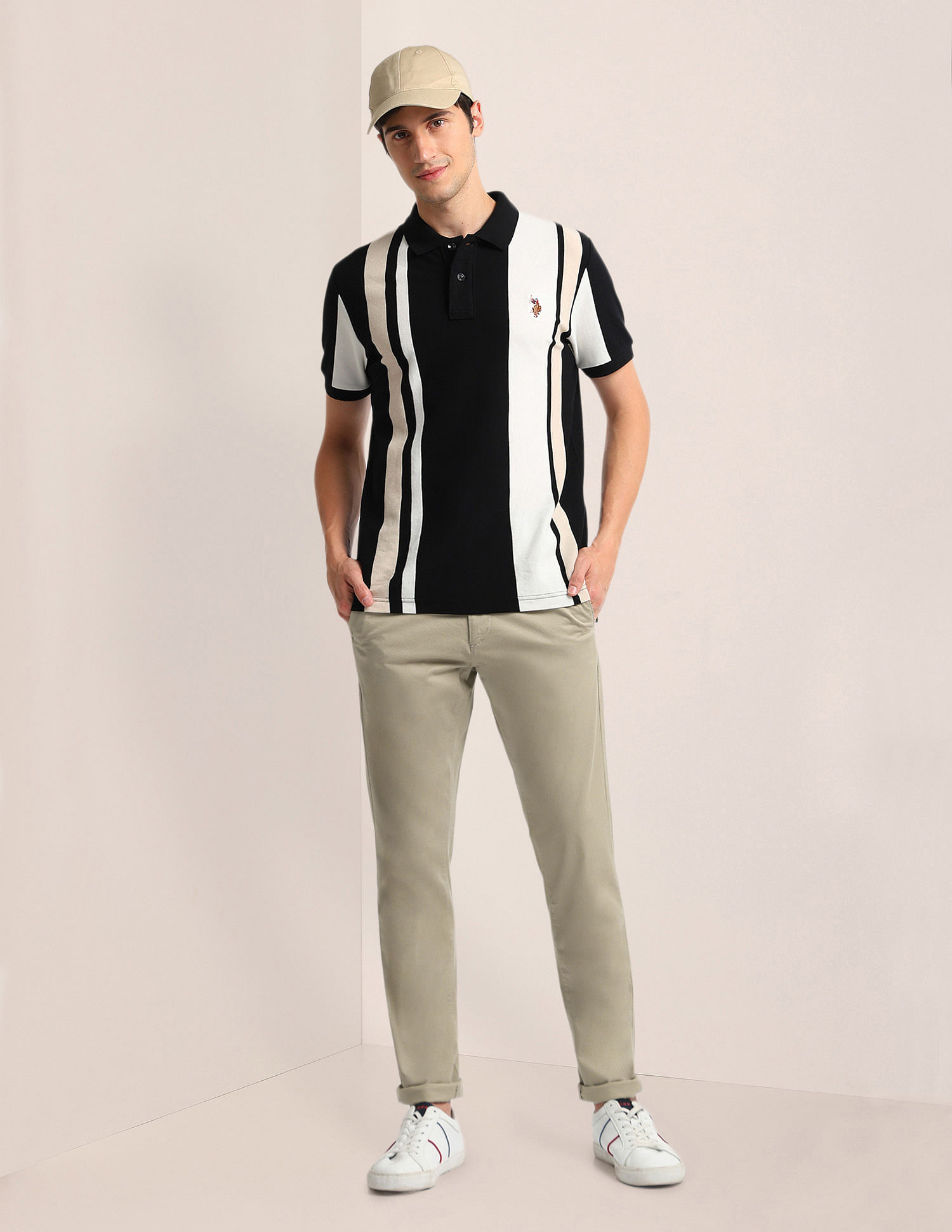 U.S. Polo Assn. Printed Slim Straight Fit Satin Trousers