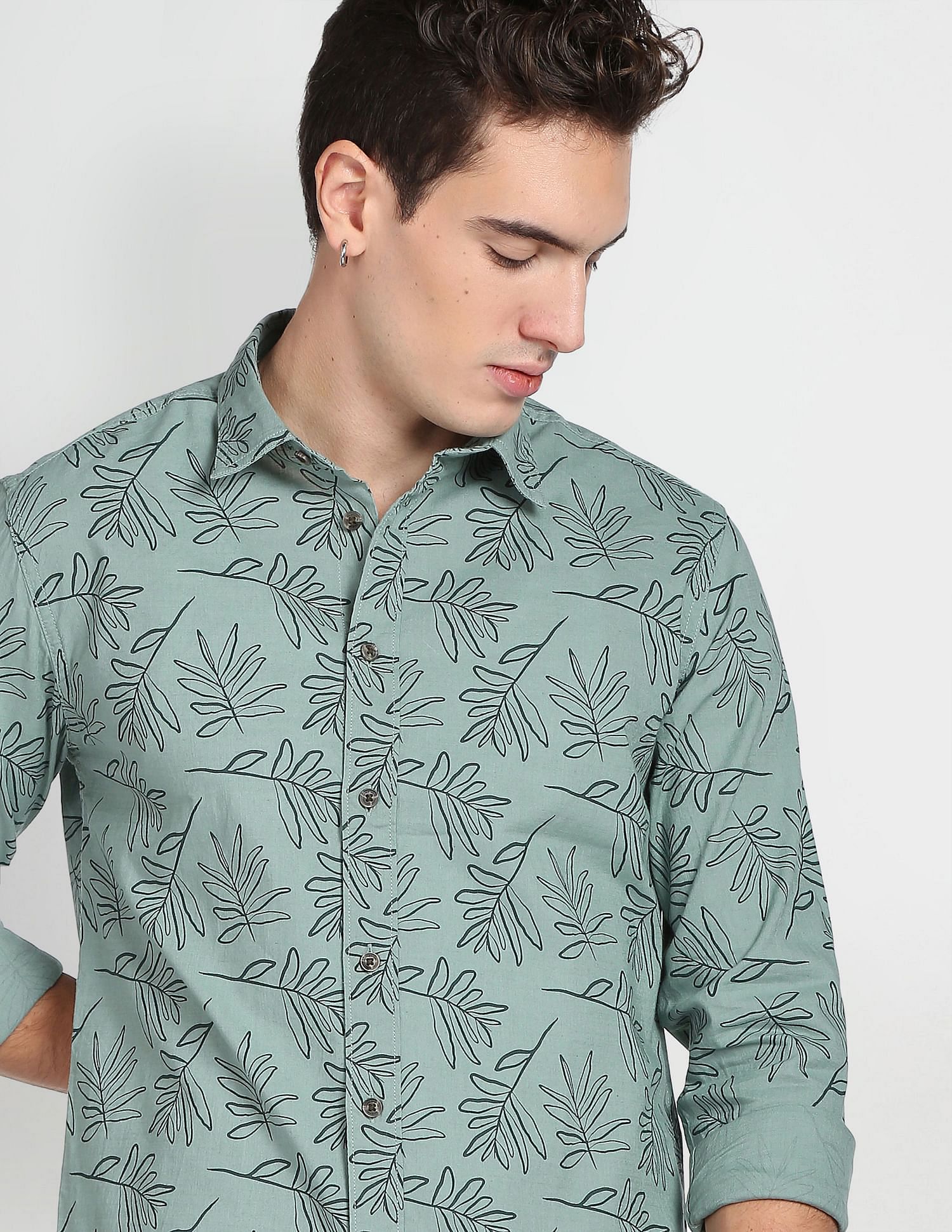 Flying Machine Floral Print Cotton Shirt