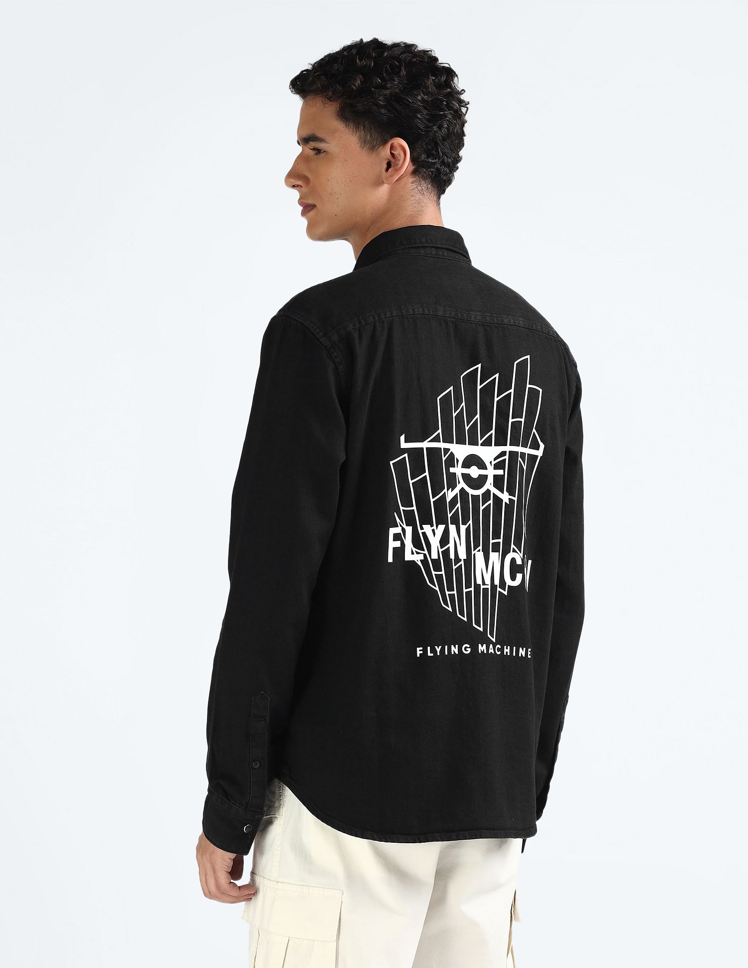 Flying Machine Brand Printed Denim Shirt