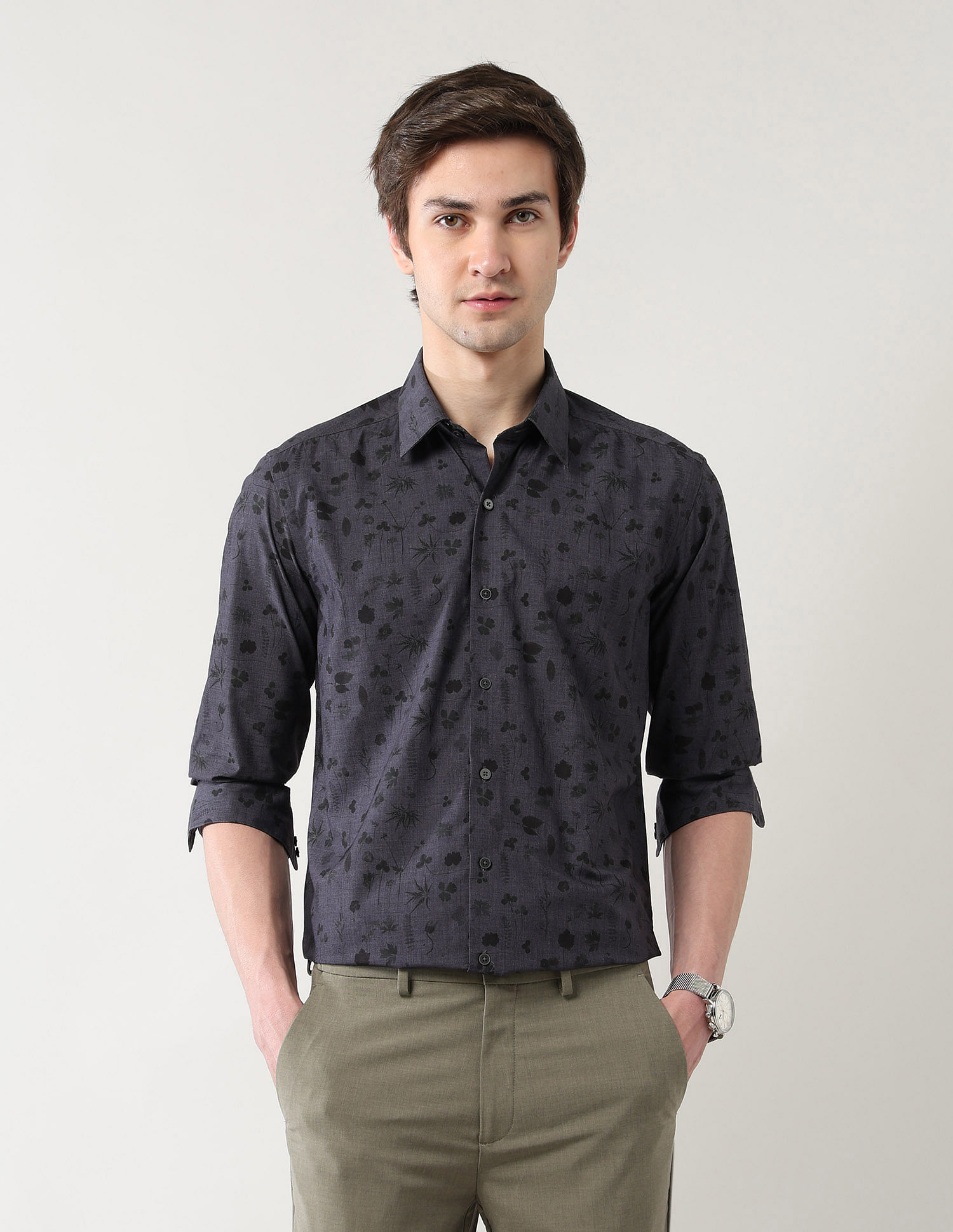 Arrow Newyork Floral Printed Manhattan Slim Fit Shirt