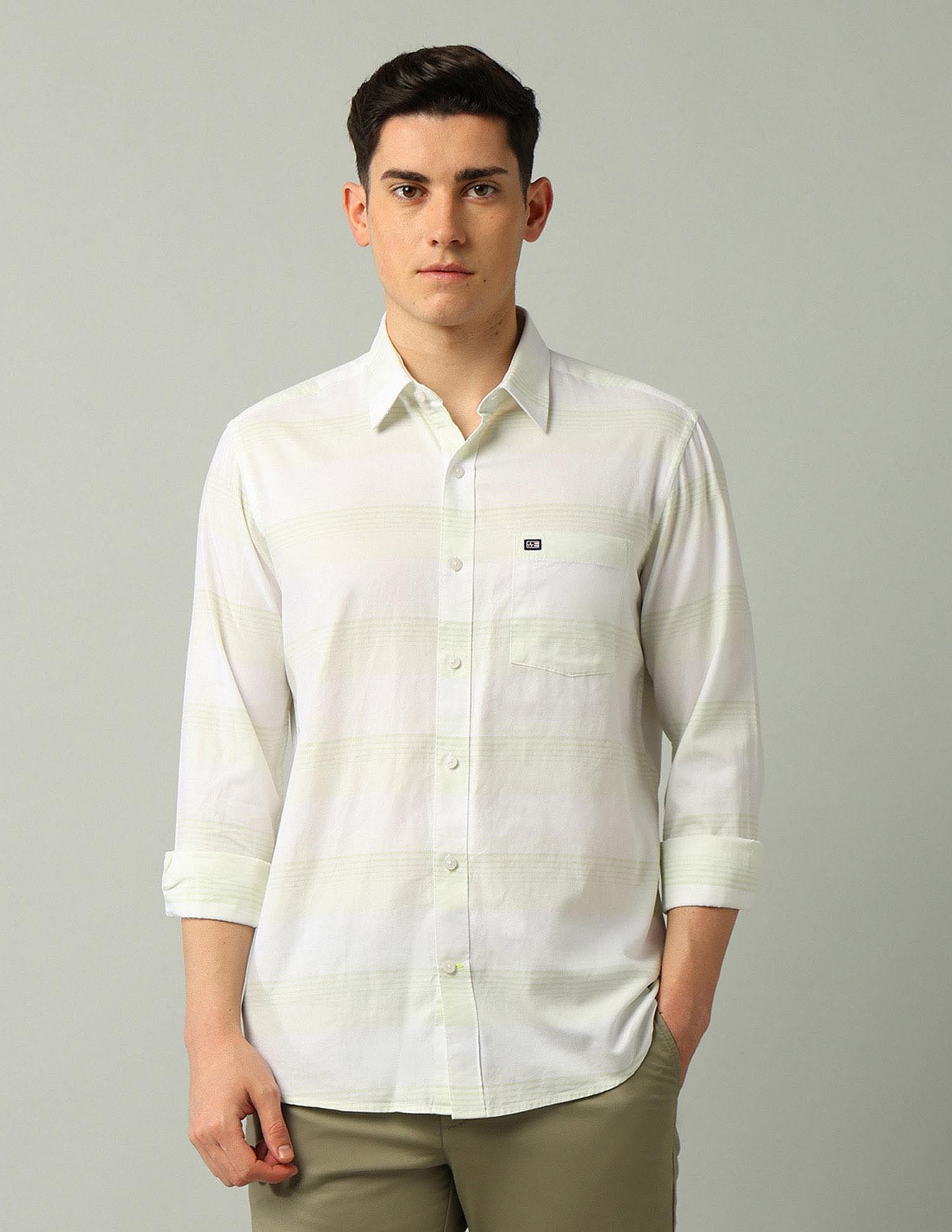 Arrow Sport Manhattan Slim Fit Horizontal Striped Shirt