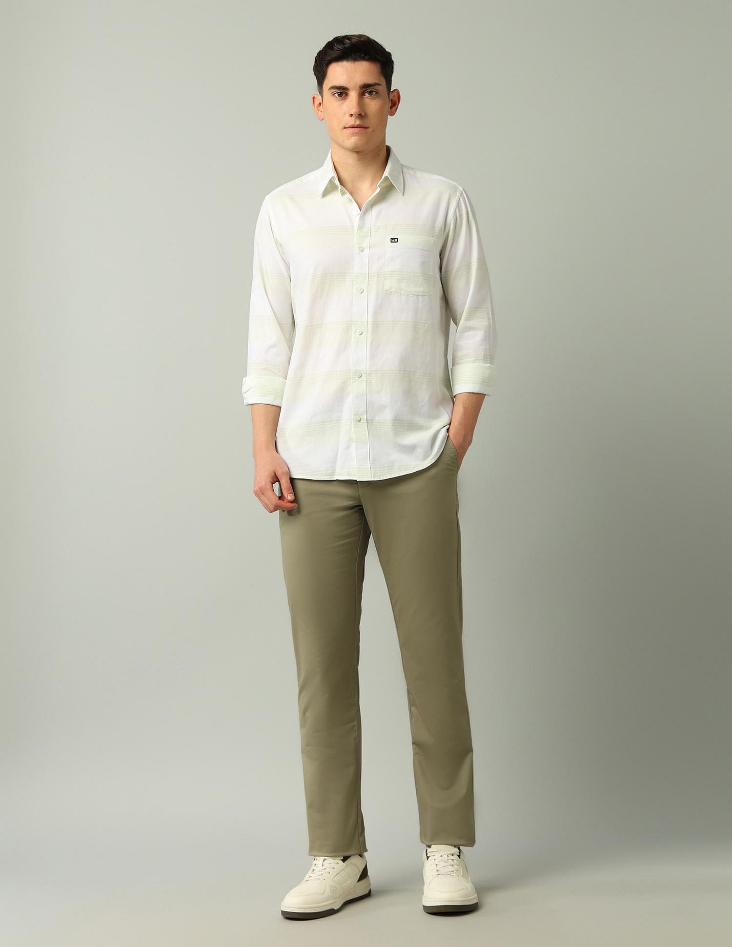 Arrow Sport Manhattan Slim Fit Horizontal Striped Shirt