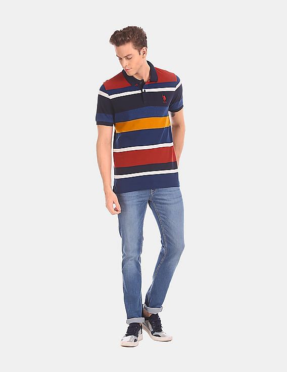 U.S. Polo Assn. Horizontal Stripe Pique Polo Shirt