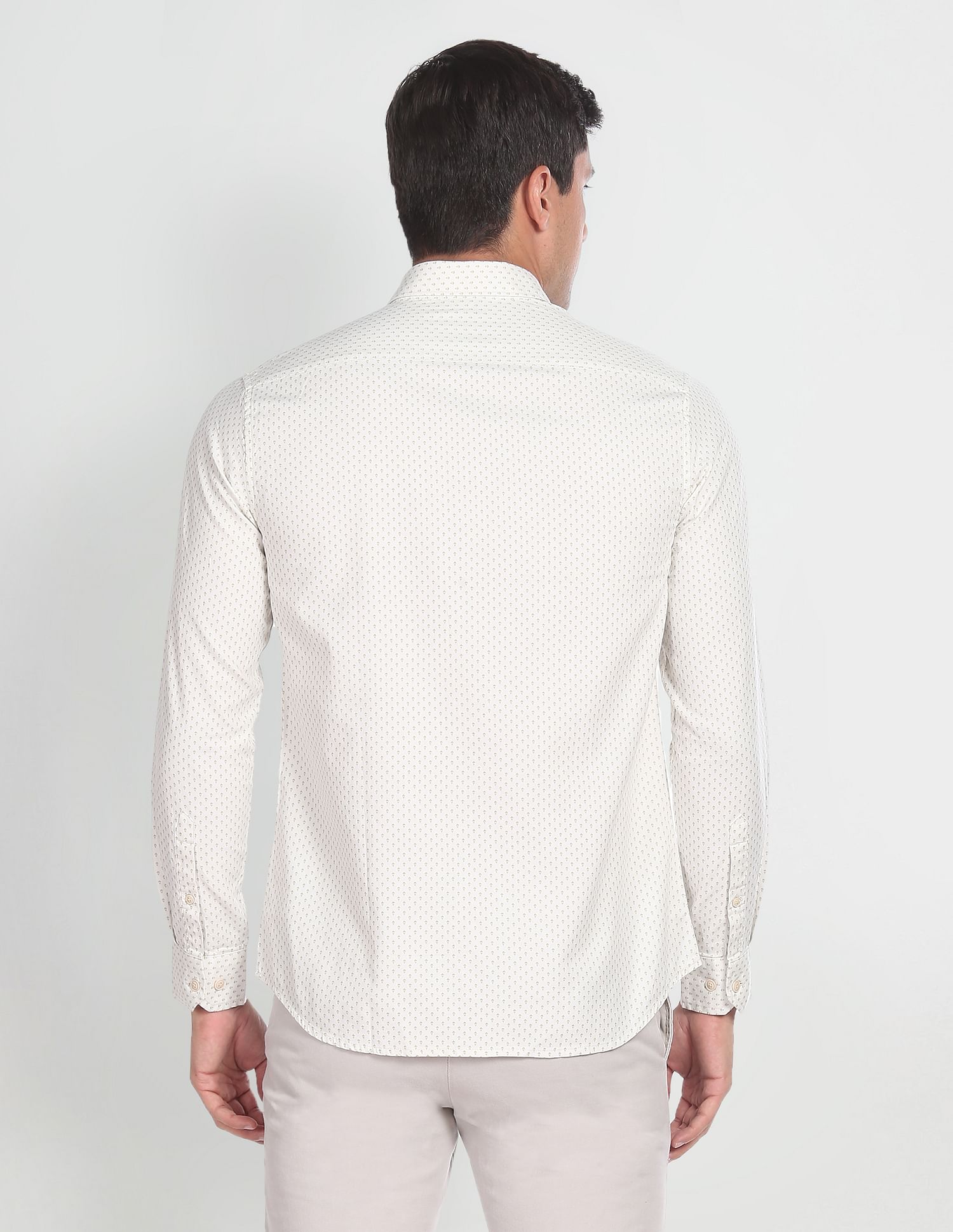 Arrow Sports Geometric Print Herringbone Shirt