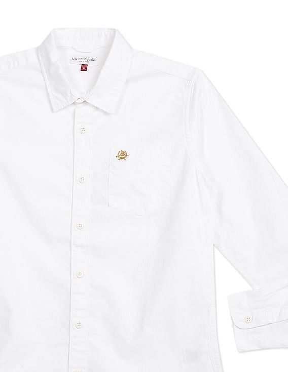 U.S. Polo Assn. Kids Boys Spread Collar Solid Shirt