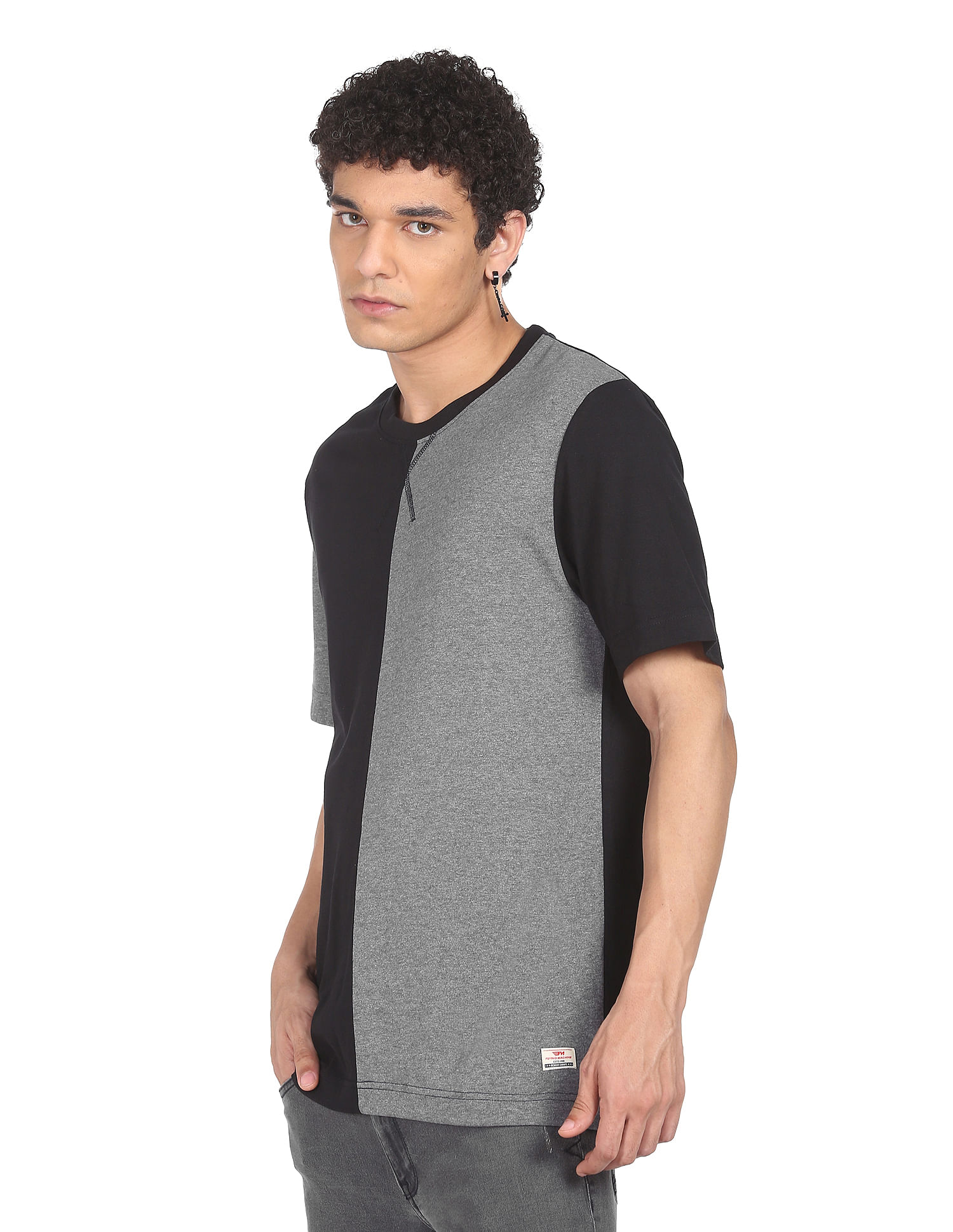 Flying Machine Crew Neck Colour Block T-Shirt