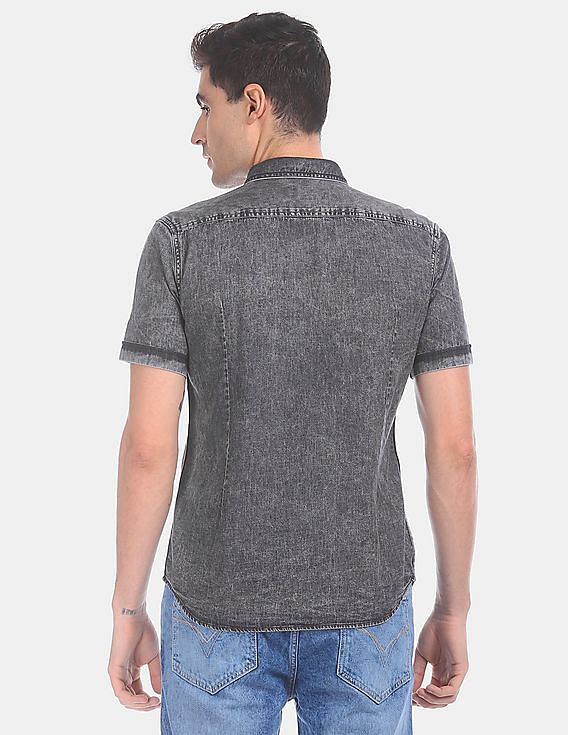 Amazon.com: Denim Shirt for Men, Mens Denim Shirts Short Sleeve Mens Denim  Button Down Shirt Cotton Regular Fit Casual Work Shirts(Blue,M) : Clothing,  Shoes & Jewelry