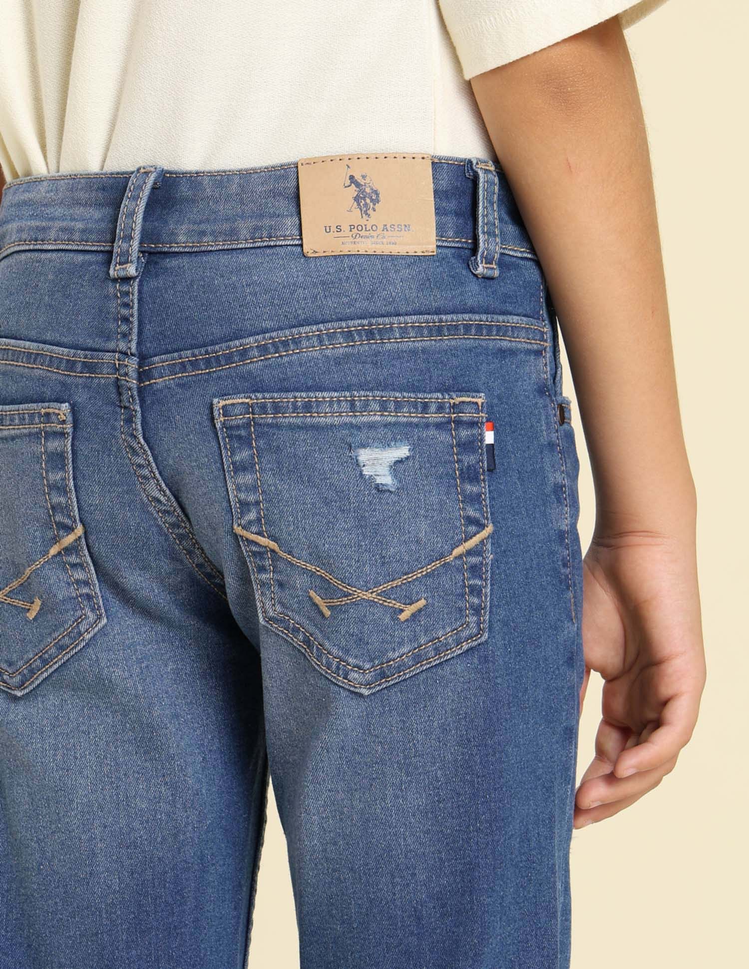 U.S. Polo Assn. Kids Boys Relaxed Fit Lightly Distressed Jeans