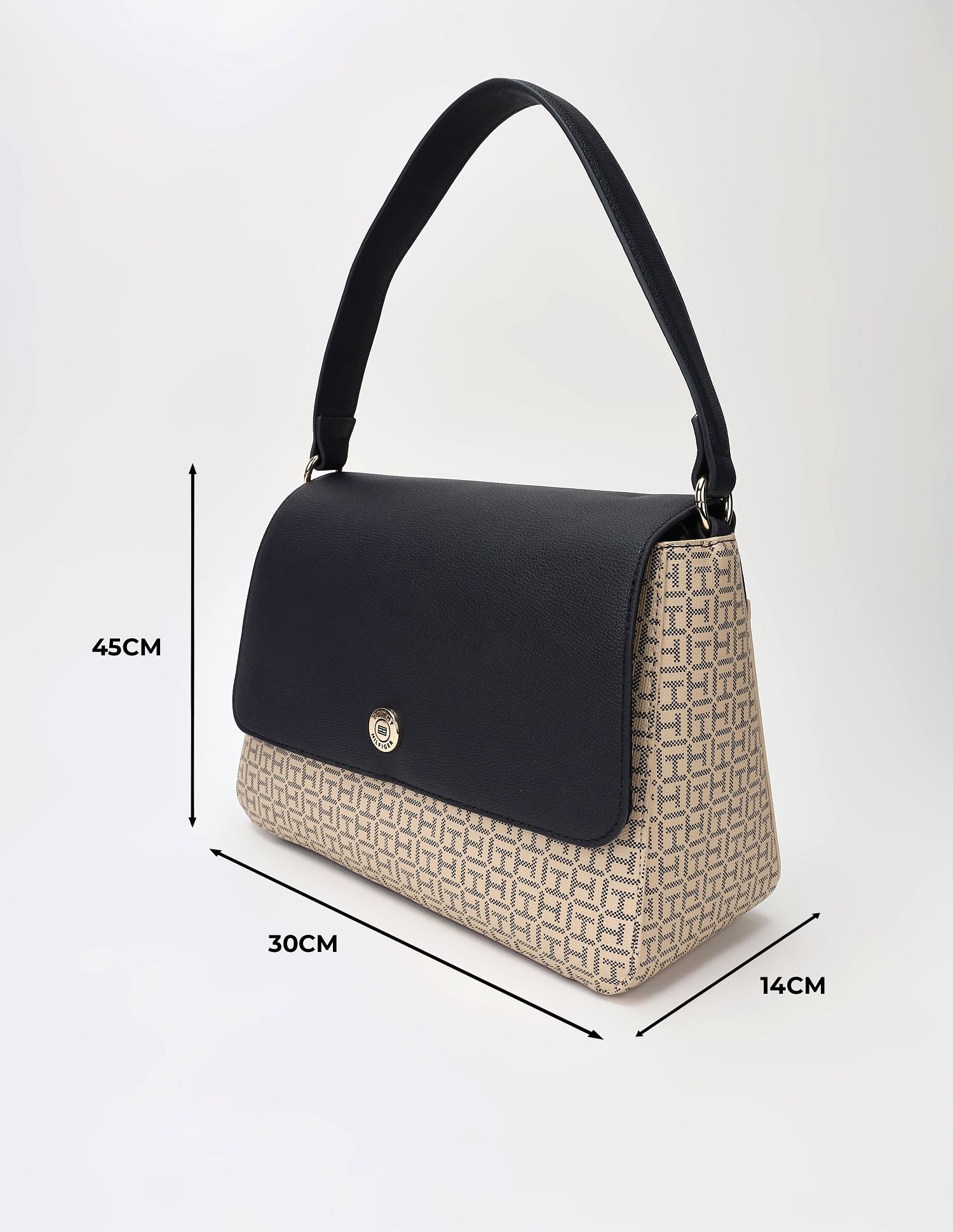 Tommy Hilfiger Logo Beige Pvc Hand Bag