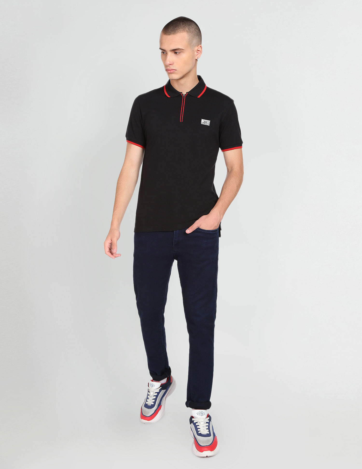 Flying Machine Solid Pique Cotton Polo Shirt
