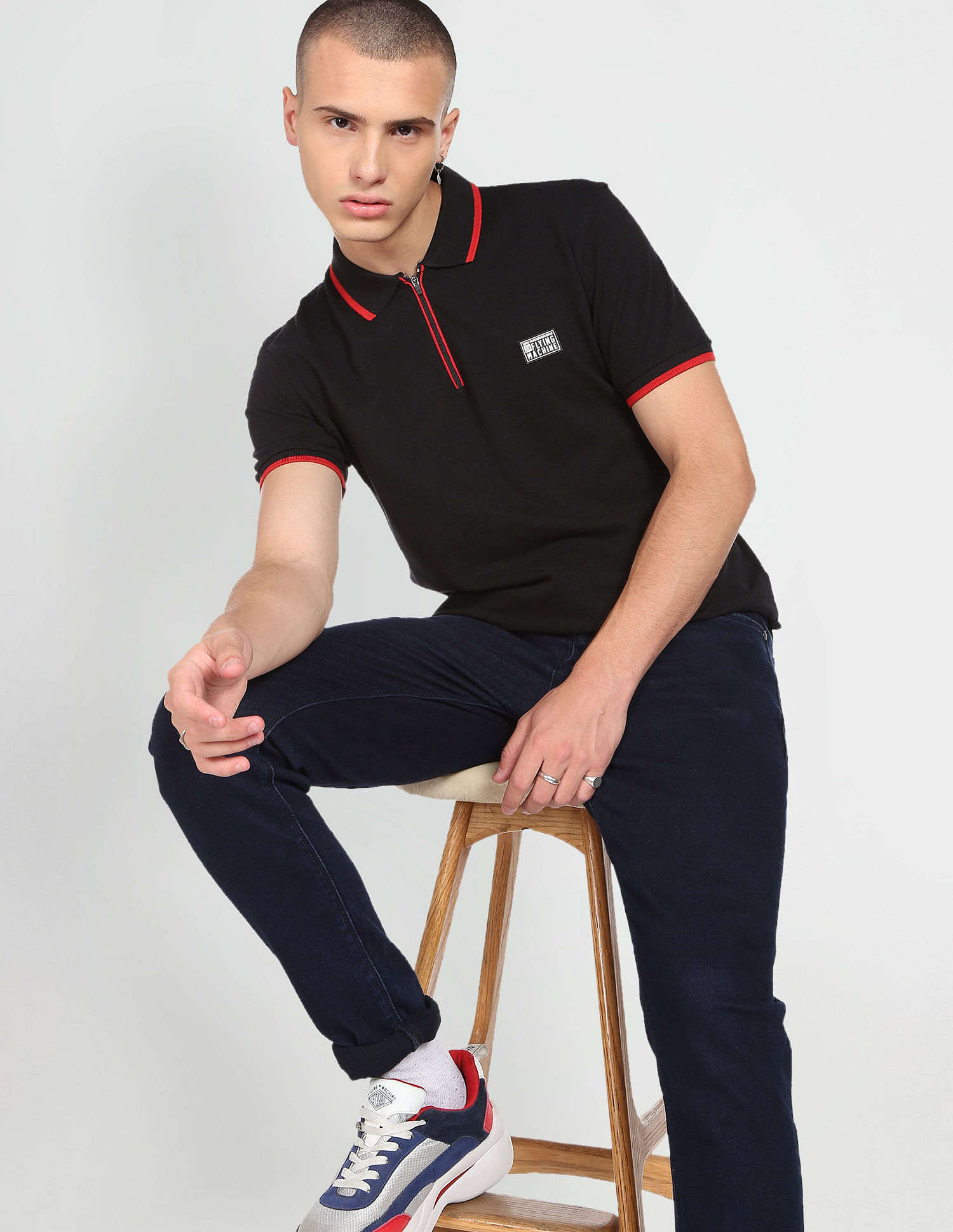 Flying Machine Solid Pique Cotton Polo Shirt
