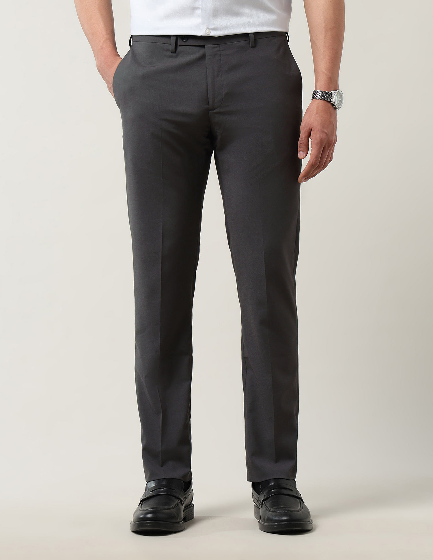 Arrow Solid Regular Fit Trouser