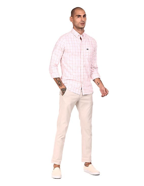 Buy Arrow Sports Men Light Pink Check 