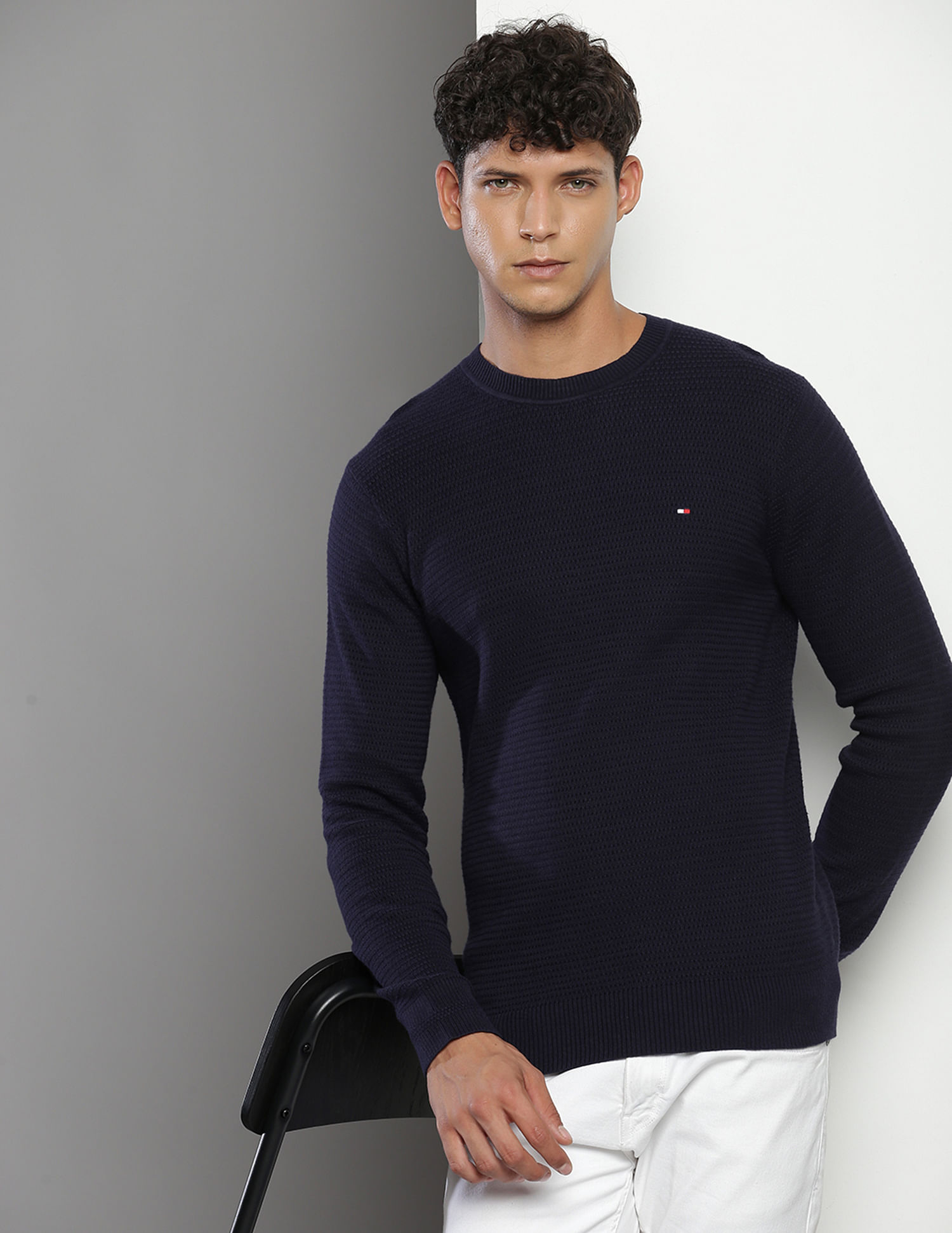 Tommy Hilfiger Crew Neck Textured Sweater