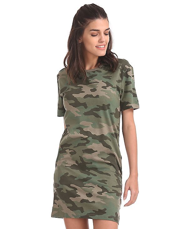 camo print t shirt dress