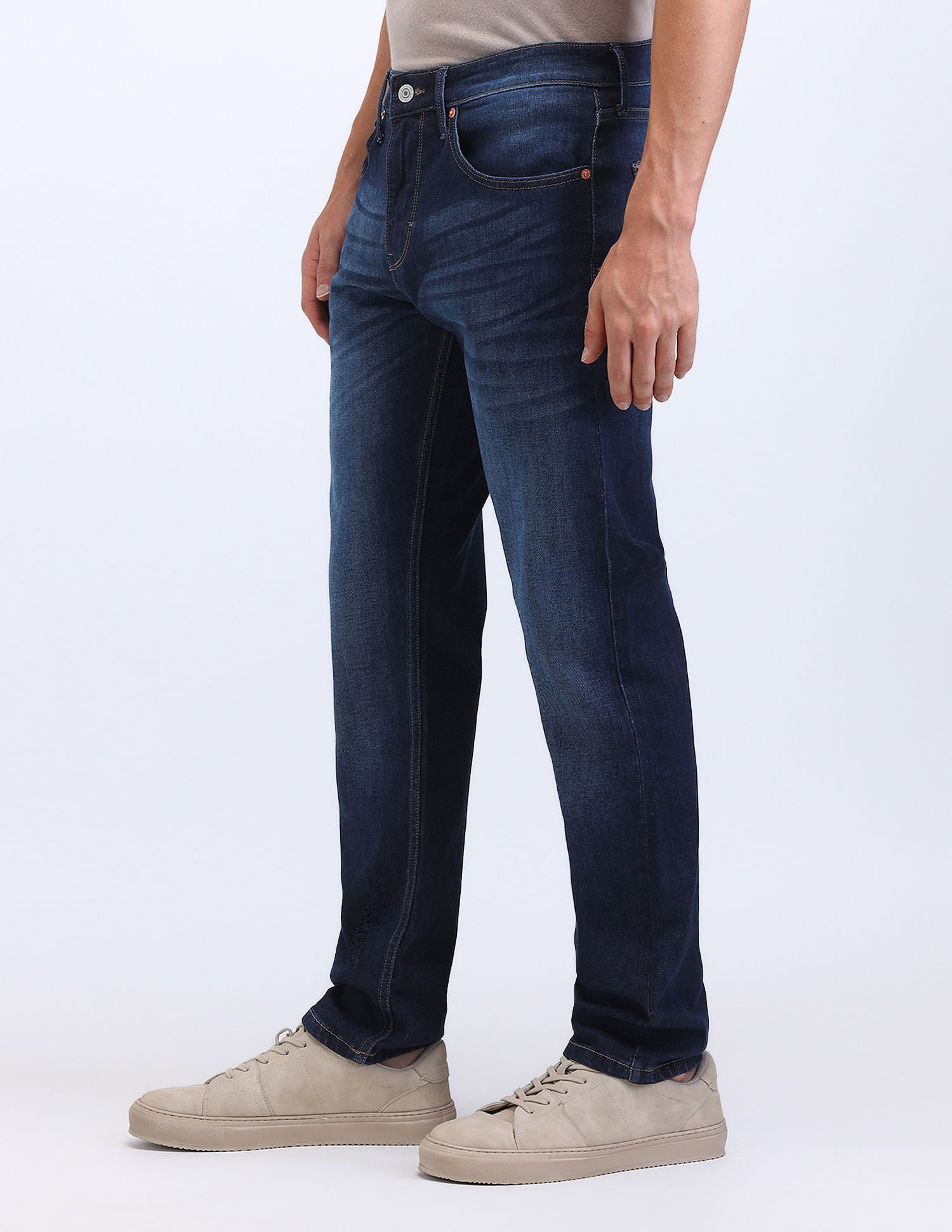 Flying Machine Slash Slim Tapered Mid Rise Jeans