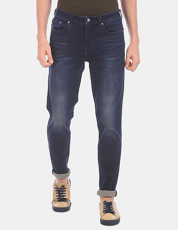 Calvin Klein Men Dark Slim Fit Blue Stone Wash Jeans