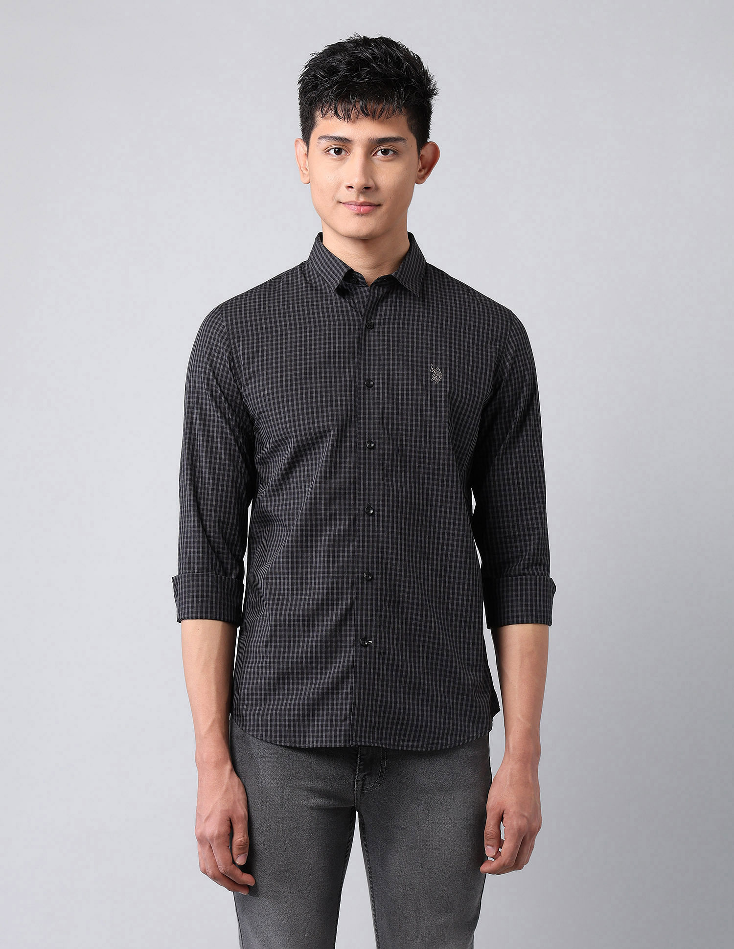 U.S. Polo Assn. Denim Co. Pure Cotton Micro Checked Shirt