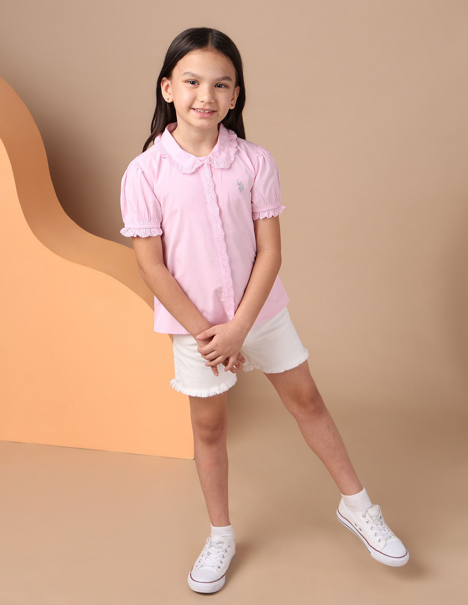 U.S. Polo Assn. Kids Girls Schiffli Top